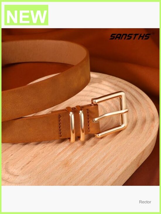 3 Pack Faux Leather Belts for Women - Gold Square Buckle, 1.1 Inch Wide, Casual main image 7